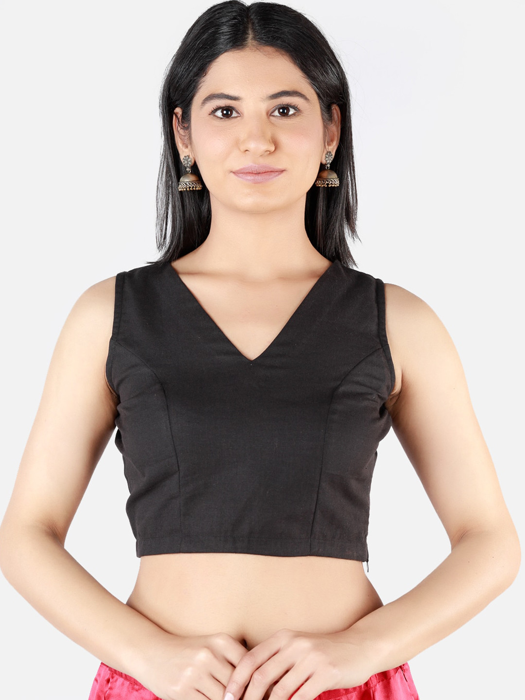 Llajja Women Black Solid  Sustainable Saree Blouse