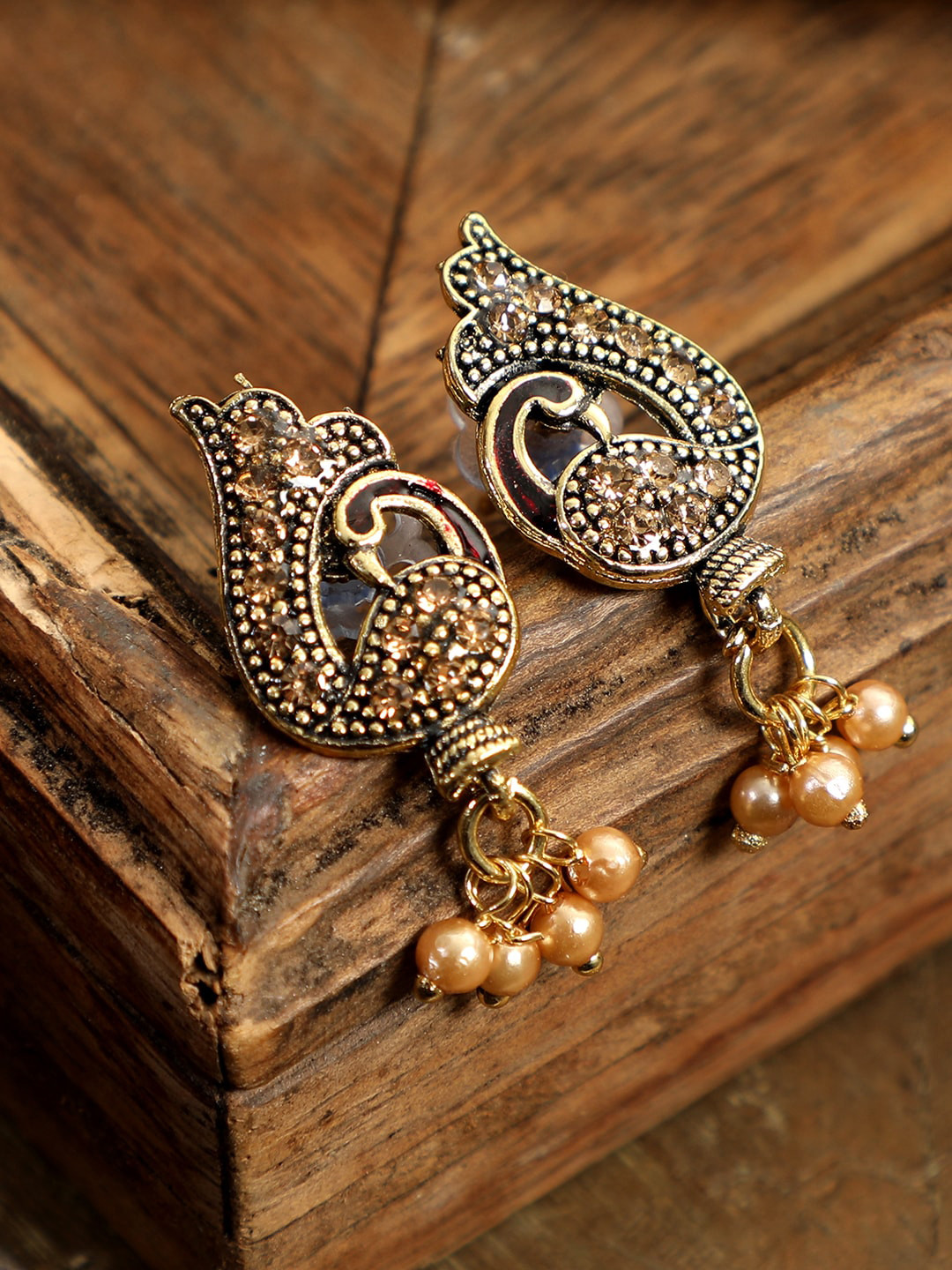ANIKAS CREATION Gunmetal-Toned Contemporary Jhumkas