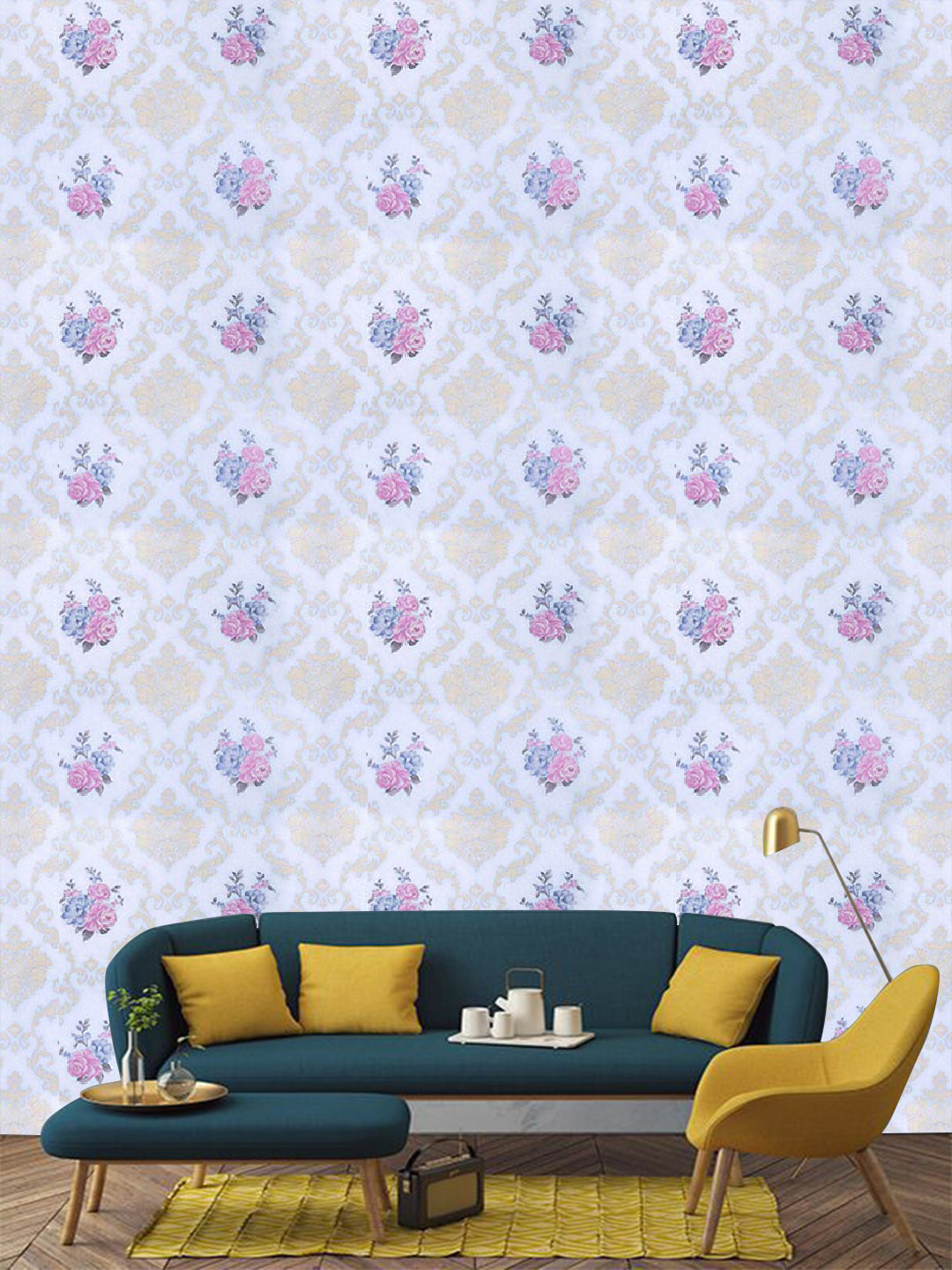 Jaamso Royals Purple Damask Self Adhesive Wallpaper