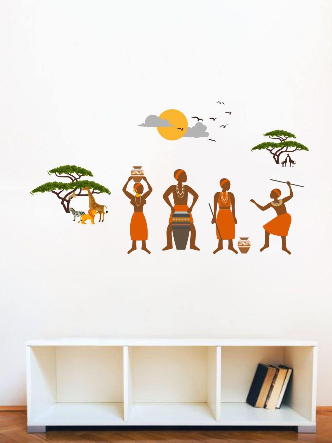 rawpockets Orange & Brown African Tribal Jungle Story Wall Sticker