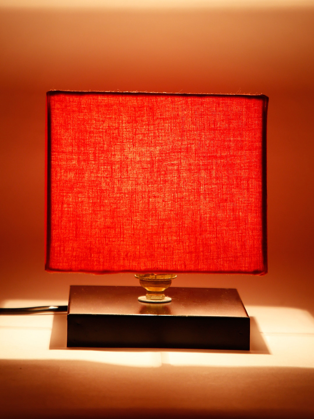 Devansh Orange Solid Contemporary Square Table Lamp