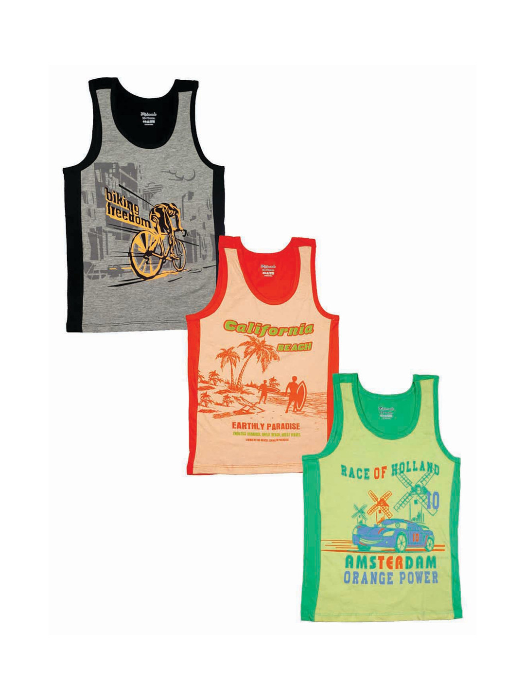 Zoom Minimondo Infant Boys Pack Of 3 Multicoloured Printed Innerwear Vests 8009-(1)-22