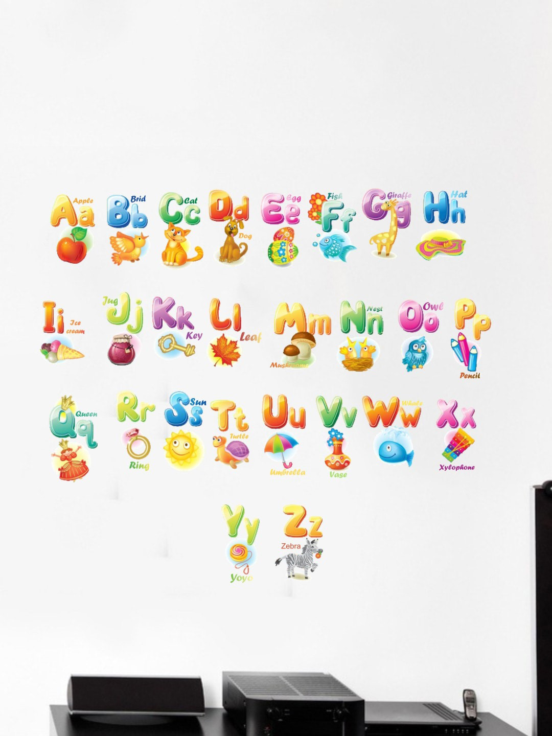 rawpockets Orange & Green English Alphabets For Education Wall Stickers