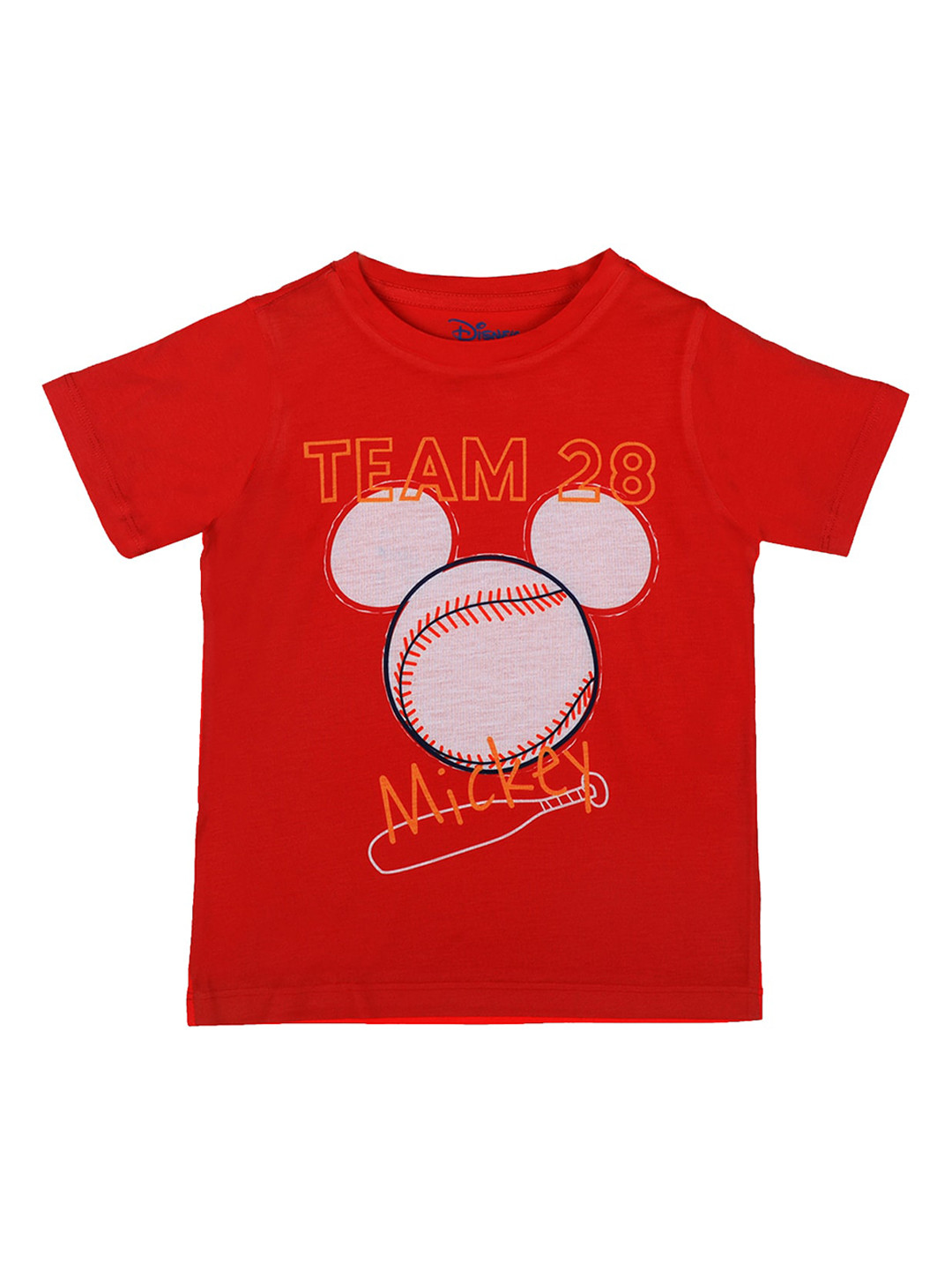 Mickey Mouse Family Boys Red Printed Round Neck T-shirt