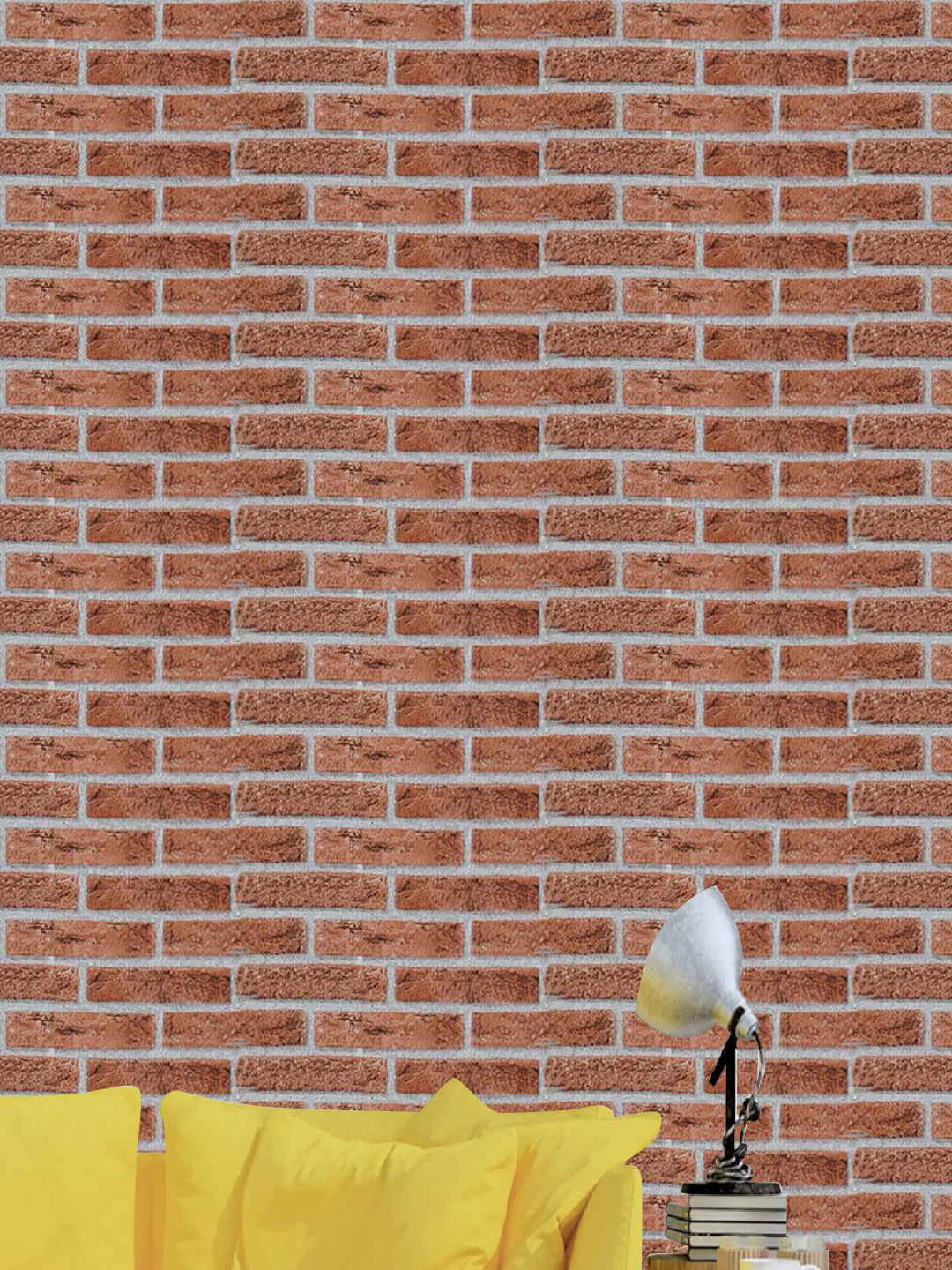 Jaamso Royals Brown Brick Self adhesive Wallpaper