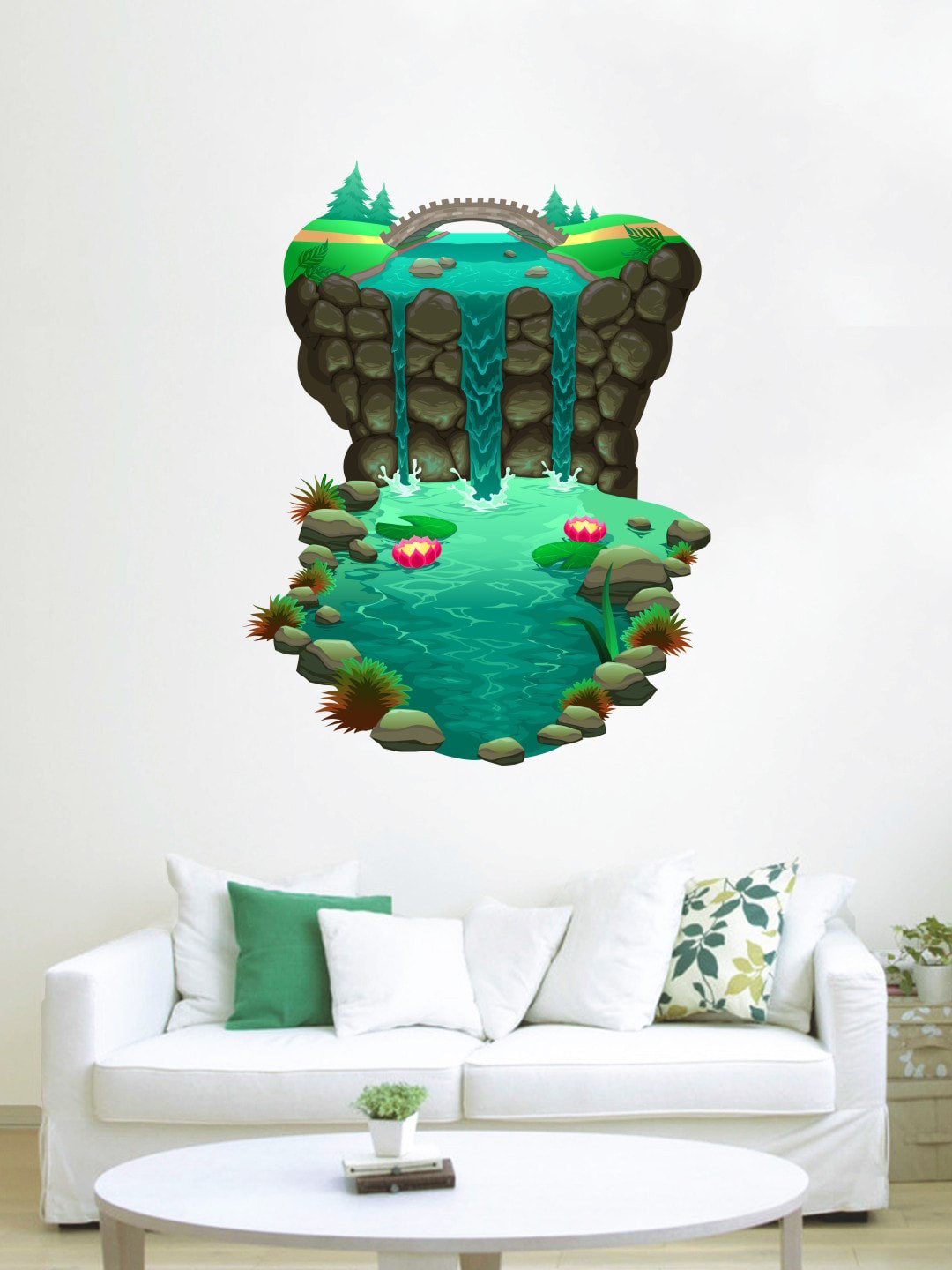 rawpockets Green & Olive Green Decorative Fountain Wall Stickers