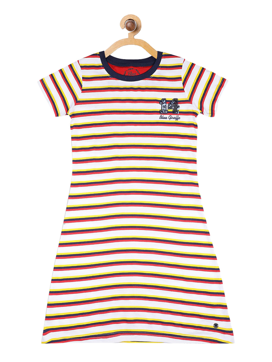 Blue Giraffe Girls White & Red Striped A-Line Dress