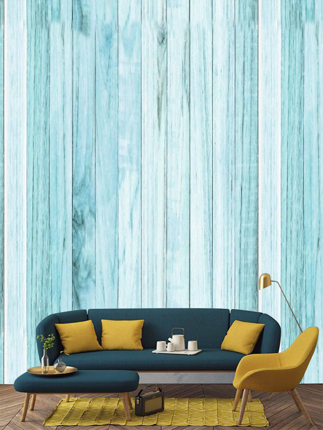 Jaamso Royals Blue Wood Self Adhesive Wallpaper