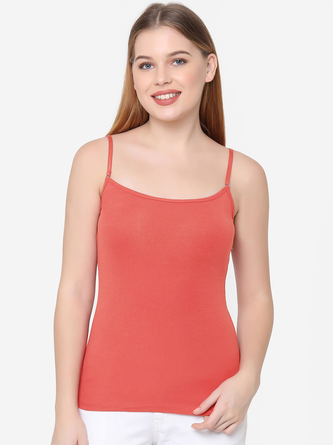 Soie Women Orange Solid Camisole SC-7D ORANGE