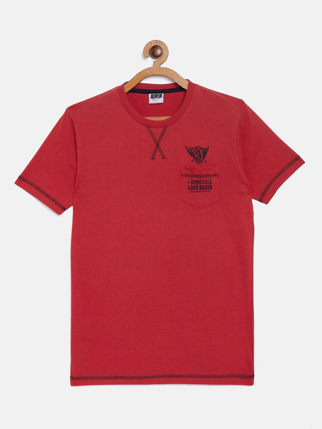 Duke Boys Red Solid Round Neck Tshirt