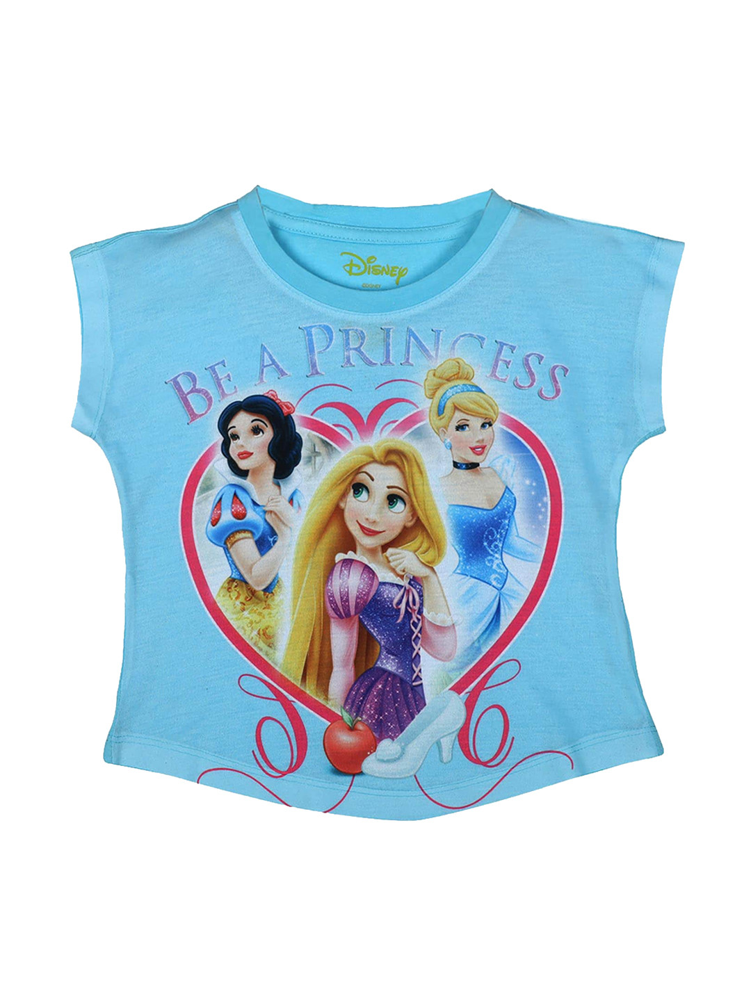 Disney Princess Girls Blue  Printed Round Neck Top