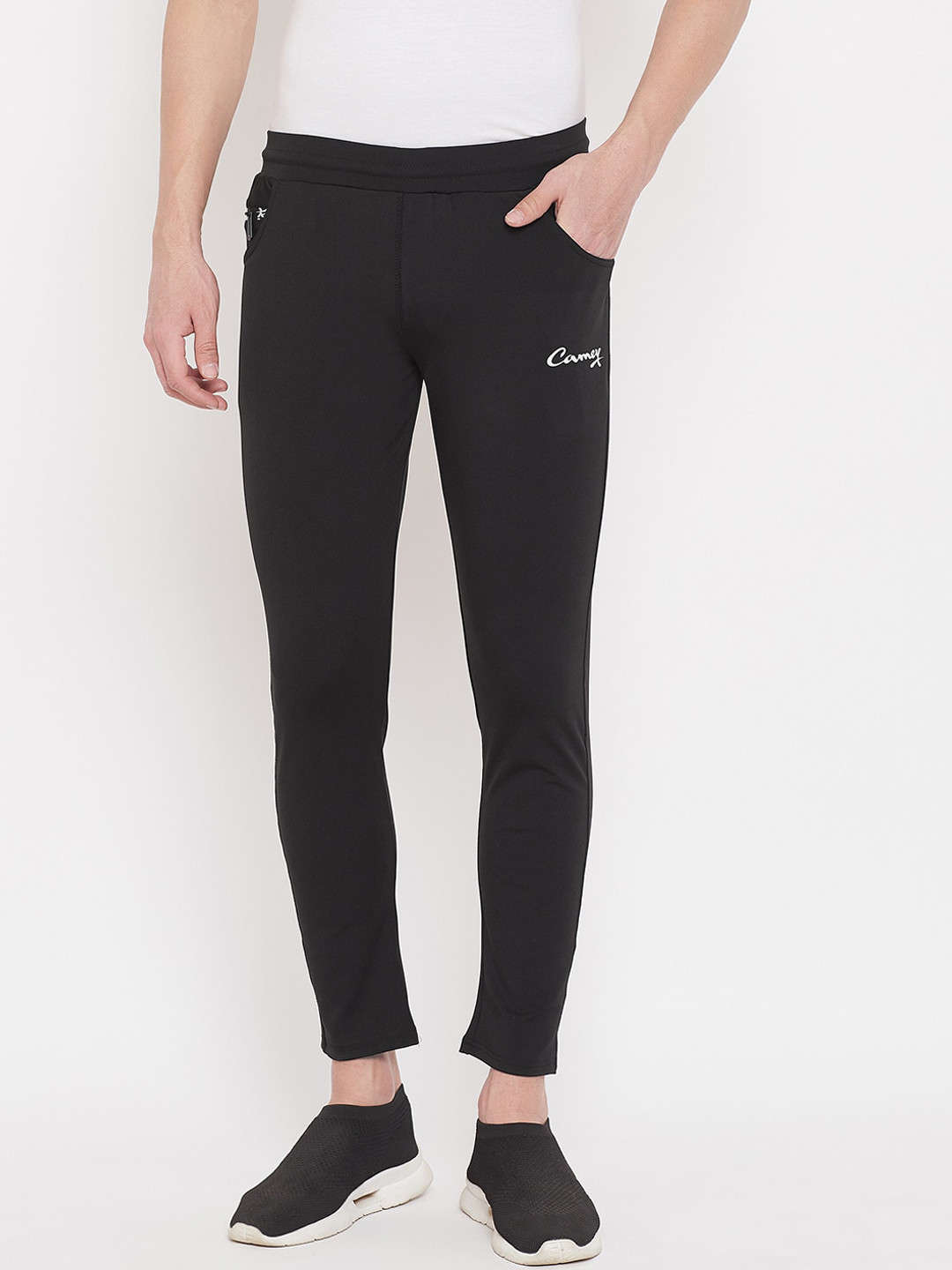 Camey Men Black Solid Dry-Fit Sporty Active Track Pants
