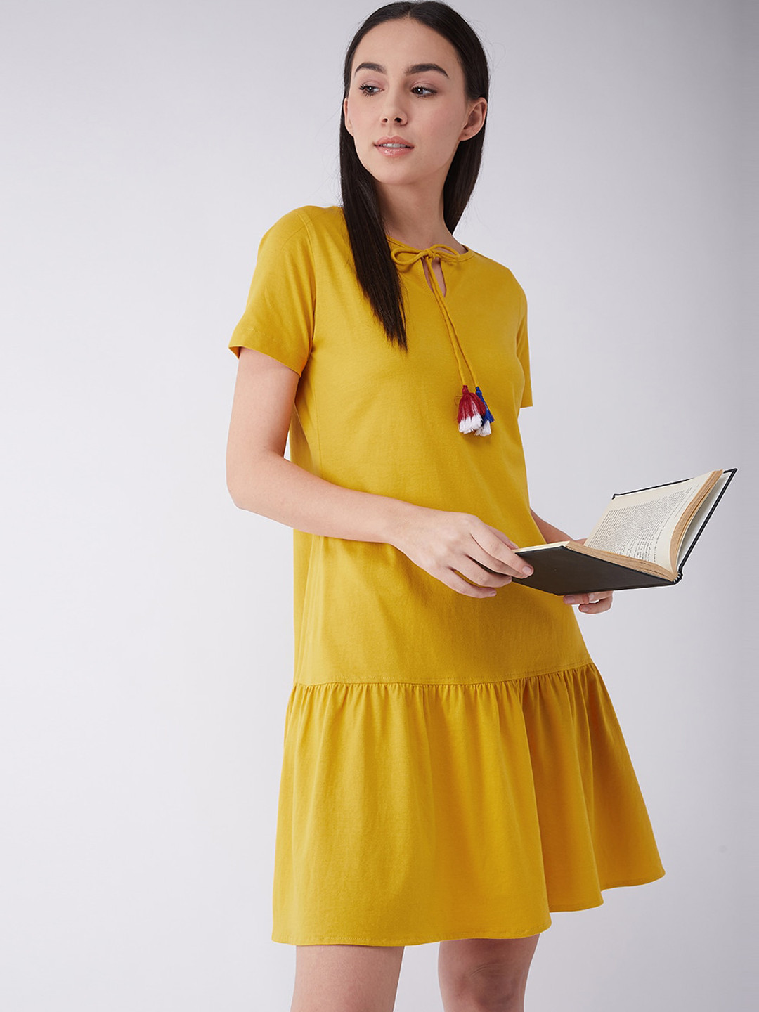 Miss Chase Yellow Solid Nightdress