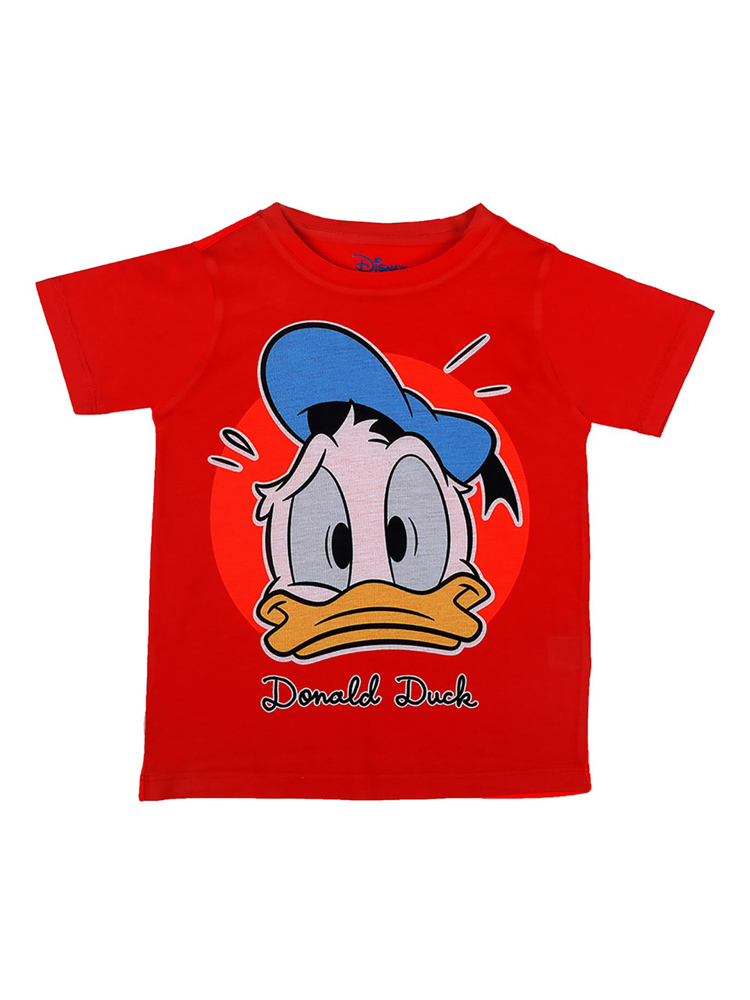 Mickey Mouse Family Boys Red Donald Duck Printed Round Neck T-shirt