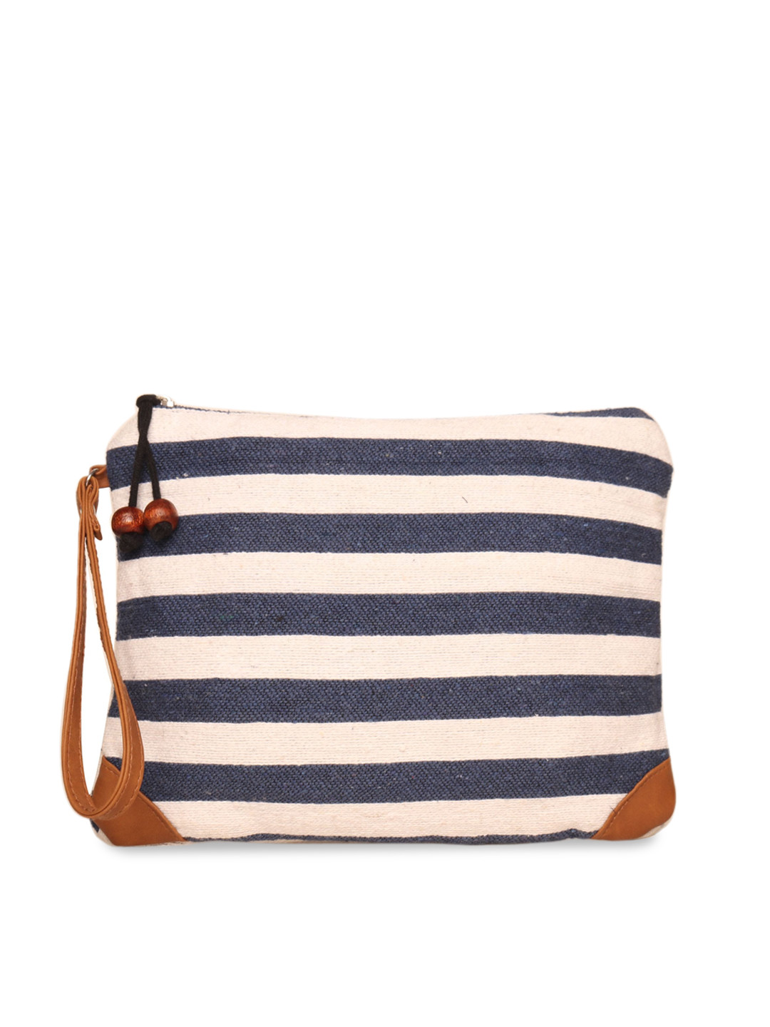 ASTRID Women Navy Blue & Pink Striped Pouch