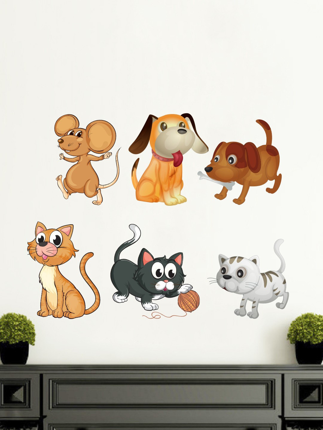 rawpockets Brown & Black Pet Animals Wall Stickers