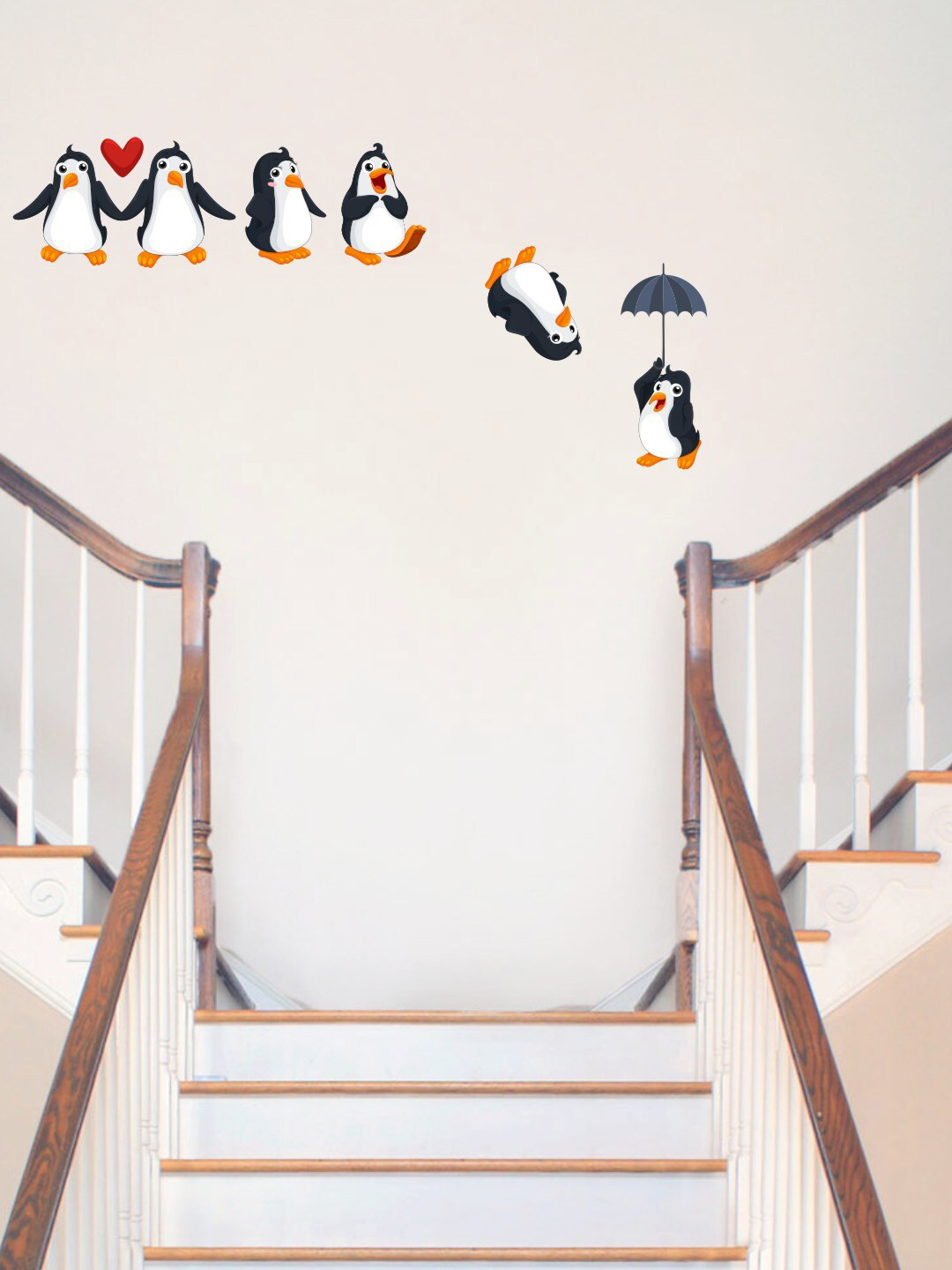 rawpockets Black & White Living Room : Funny Penguins Wall Sticker