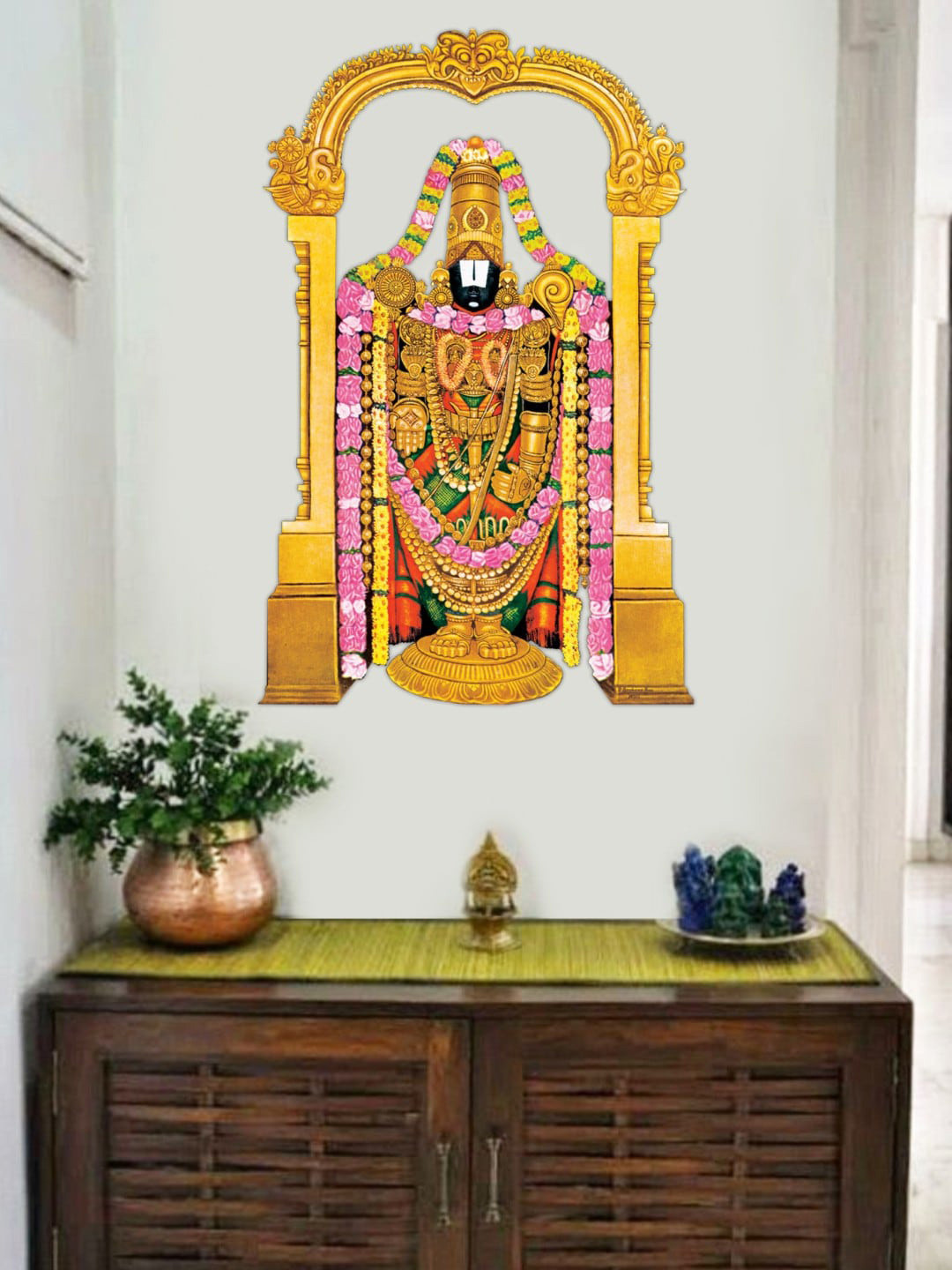 Rawpockets Gold-Toned & Pink Lord Ganesha Wall Stickers