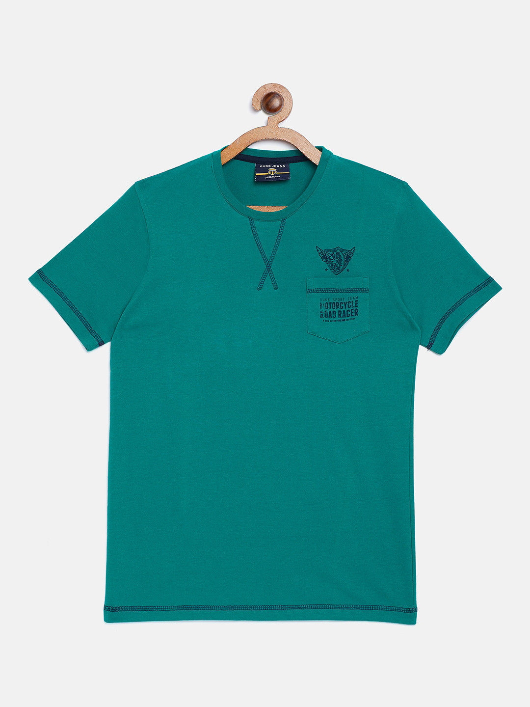 Duke Boys Green Solid Round Neck Tshirt