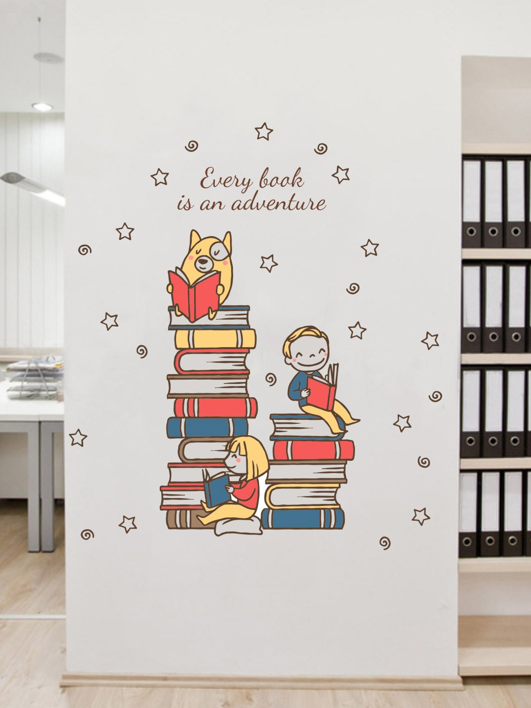 rawpockets Red & Teal Blue Study Room Every Book Is An Adventure Vinyl Wall Sticker