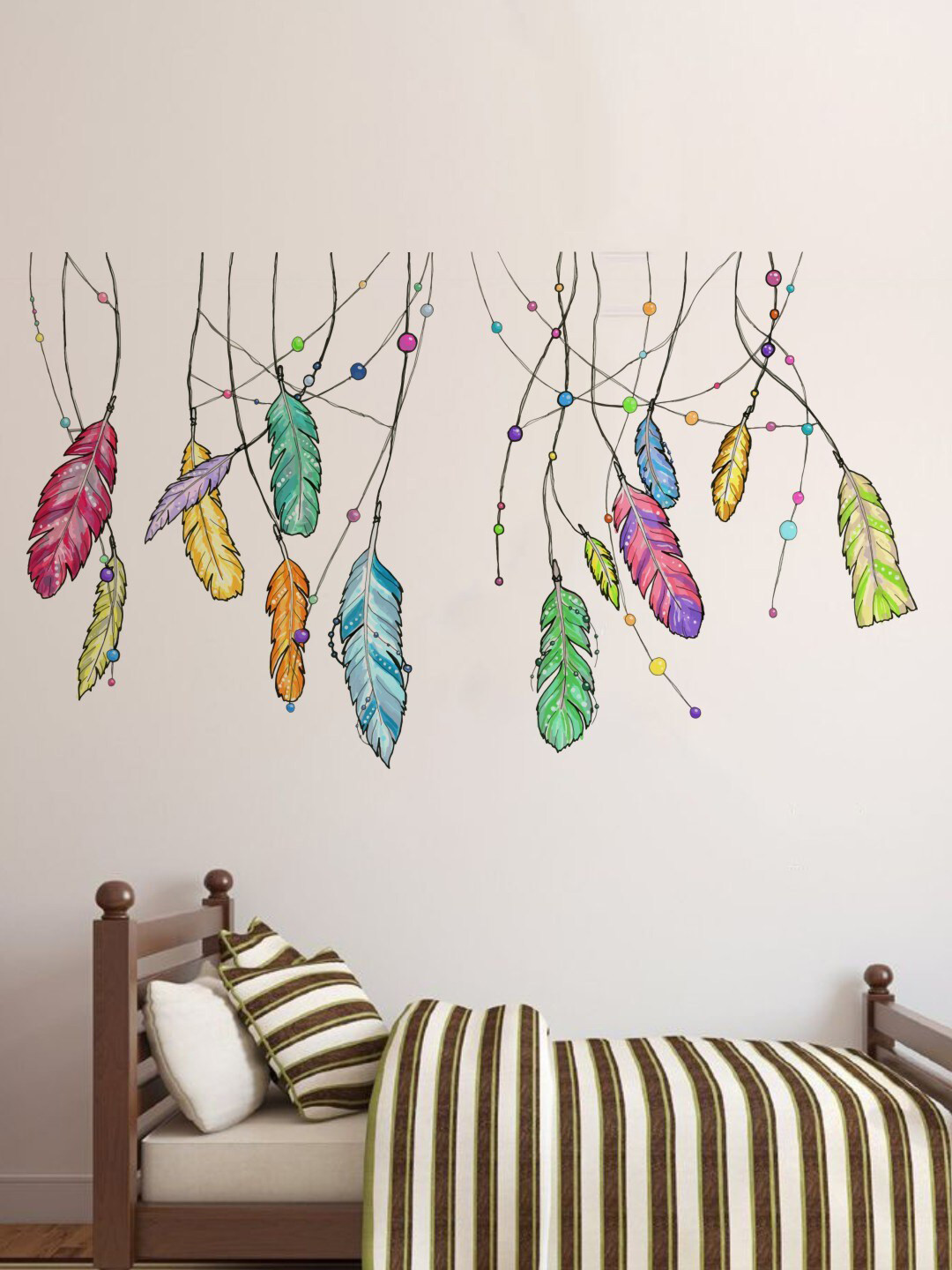 rawpockets Black & Blue Feathers Printed Wall Sticker