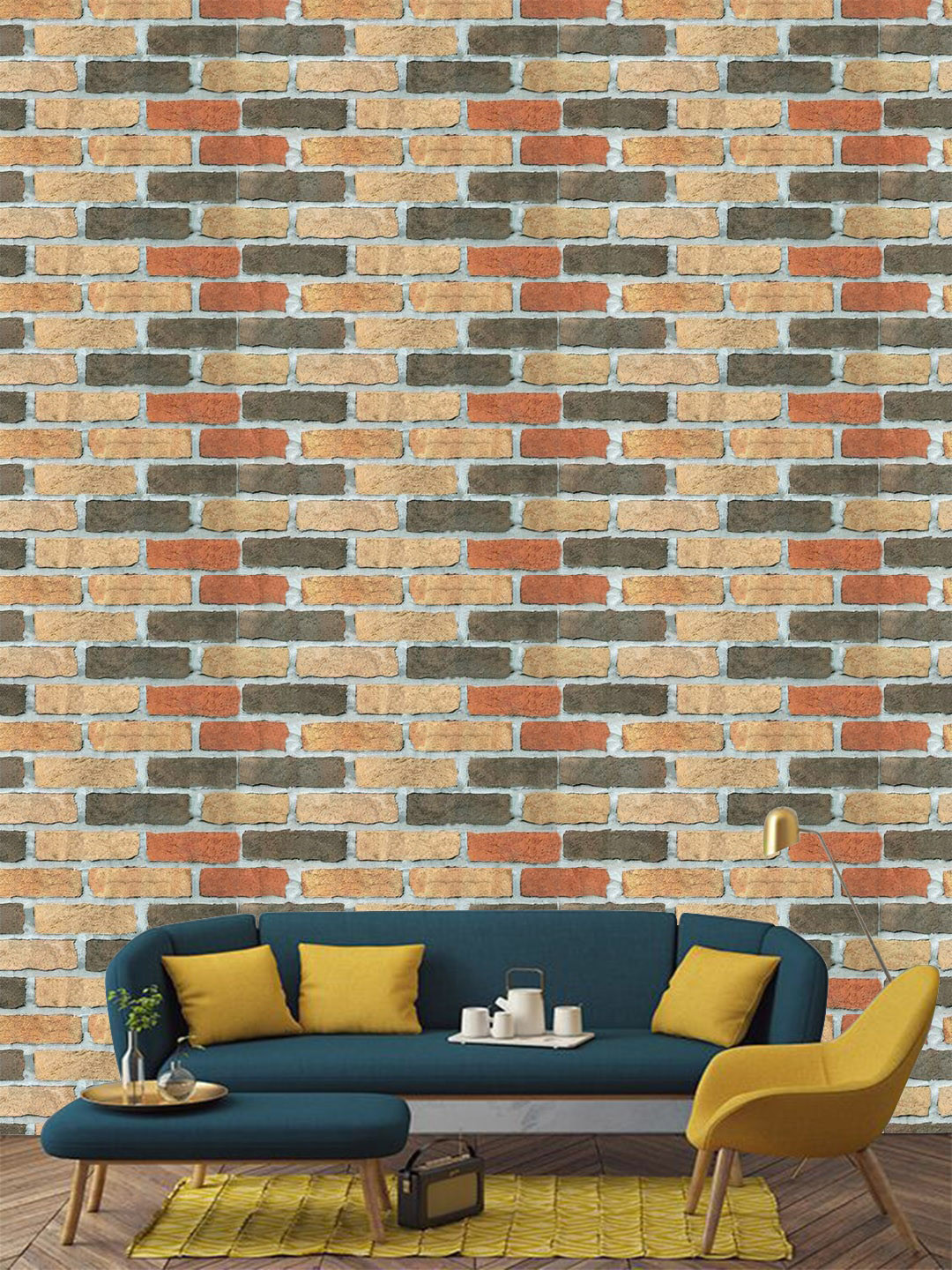 Jaamso Royals Multicoloured Brick Self Adhesive Wallpaper