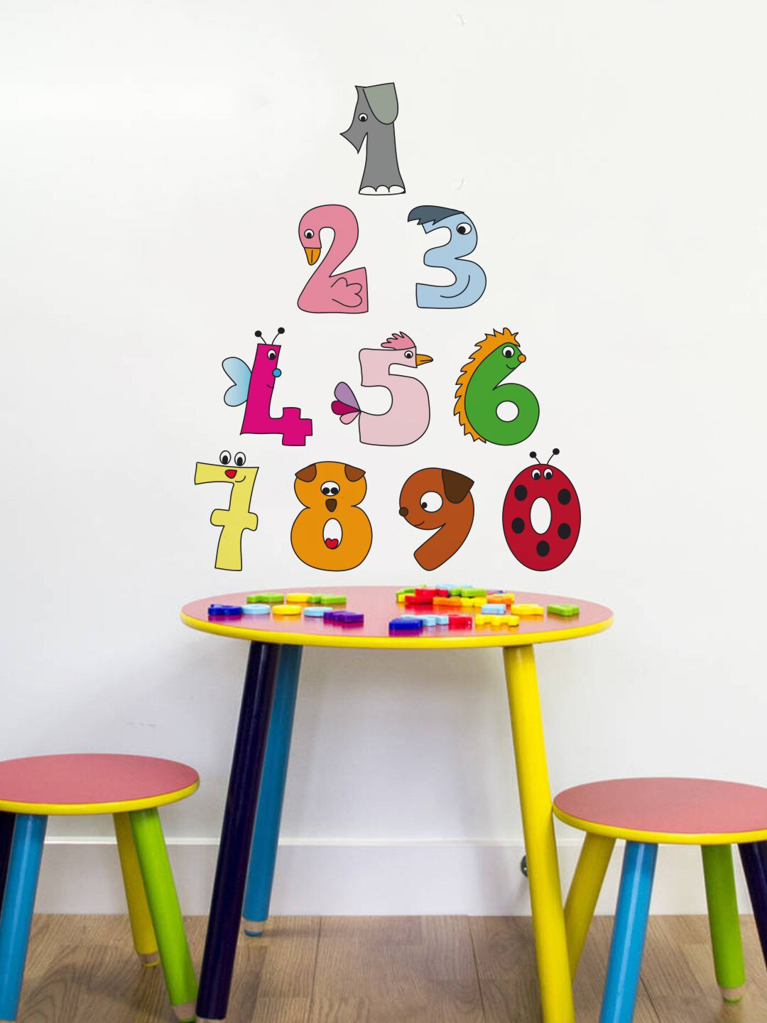 rawpockets Multicolour Numerical Numbers for Kids Education Vinyl Wall Sticker