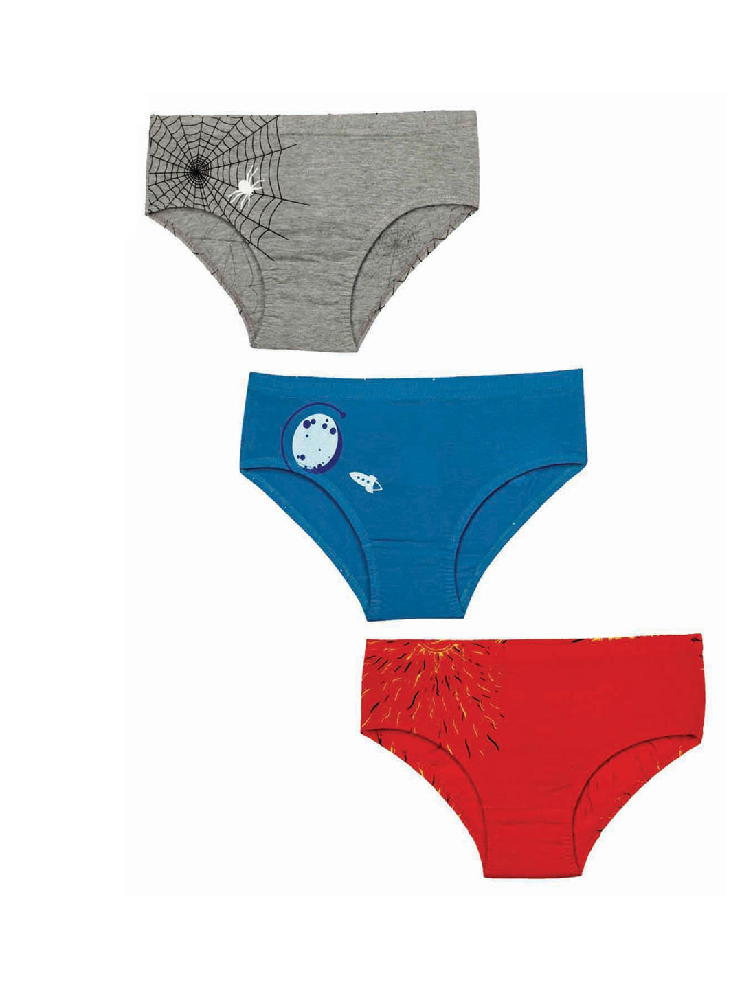 Zoom Minimondo Unisex Kids Blue Pack Of 3 Multicoloured Basic Briefs 7007-(2)-