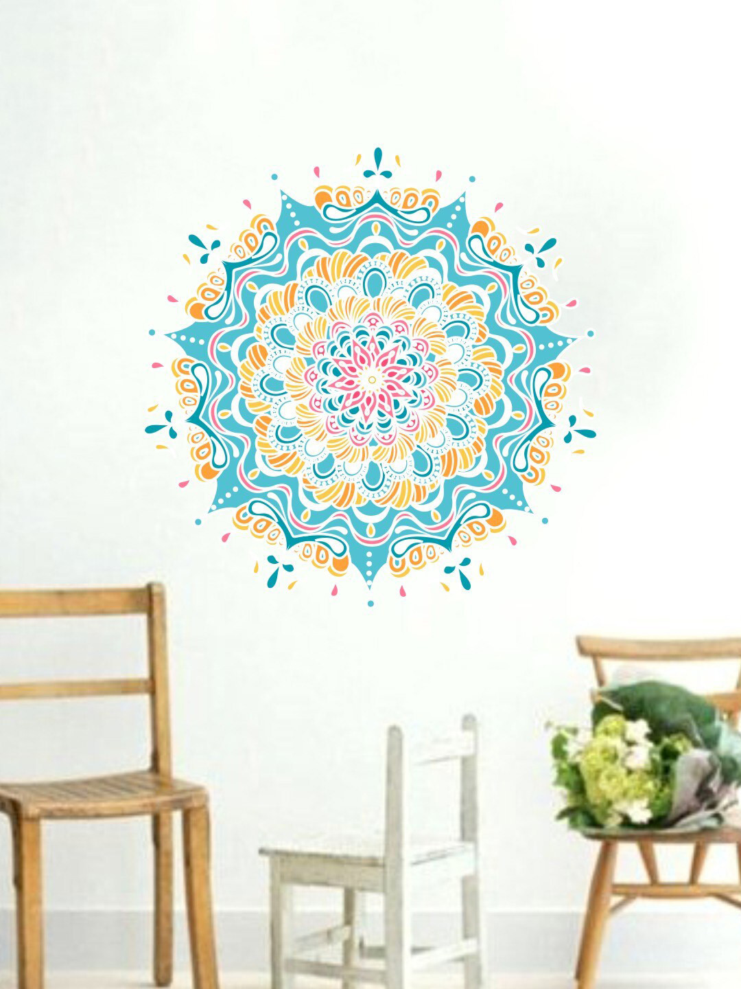 rawpockets Blue & Yellow Mandala Wall Sticker