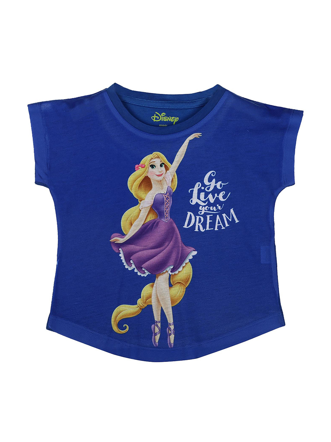 Disney Princess Girls Blue Rapunzel Printed Round Neck Top