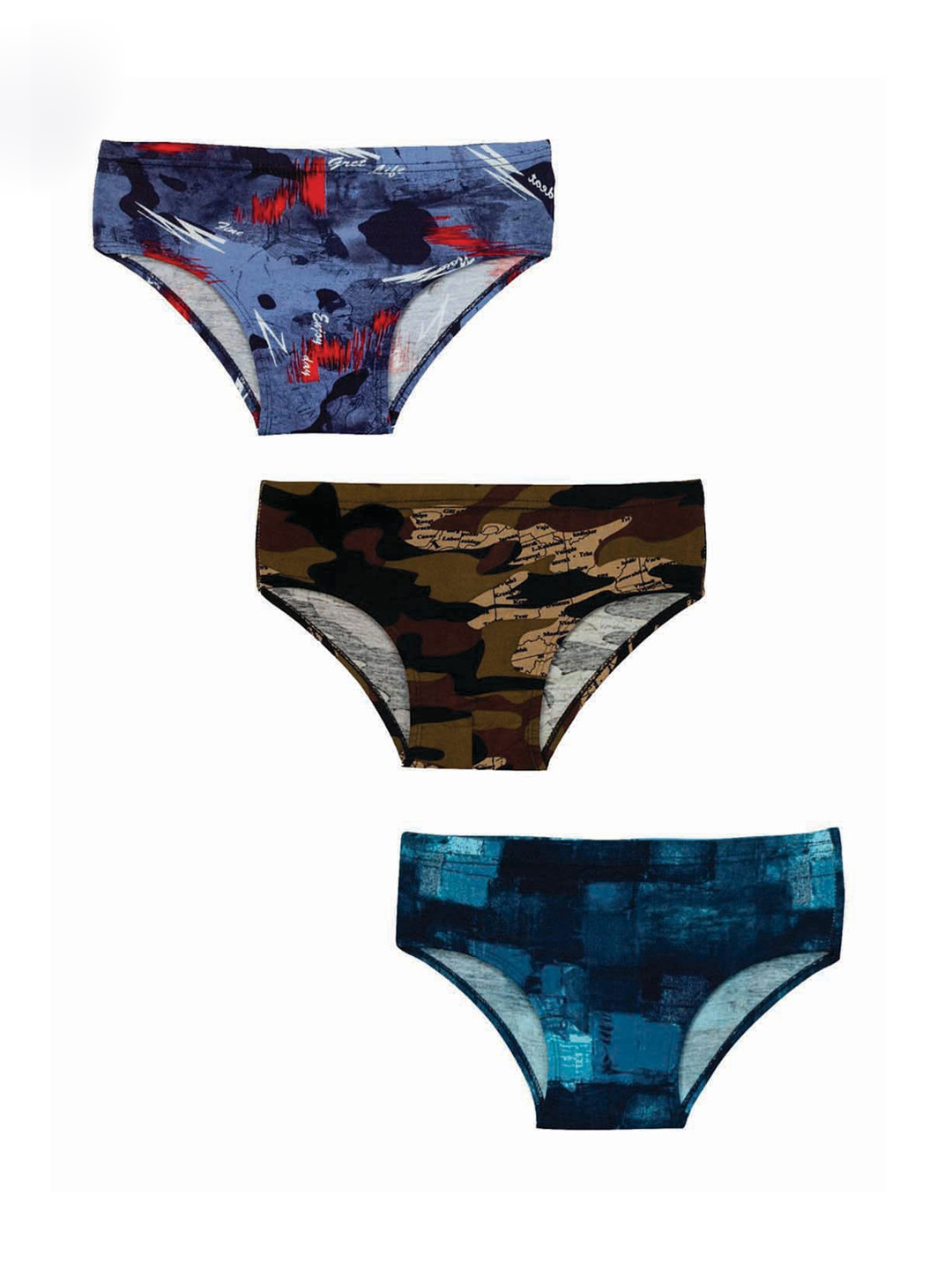 Zoom Minimondo Unisex Kids Pack Of 3 Multicoloured Basic Briefs 7005-(2)-28