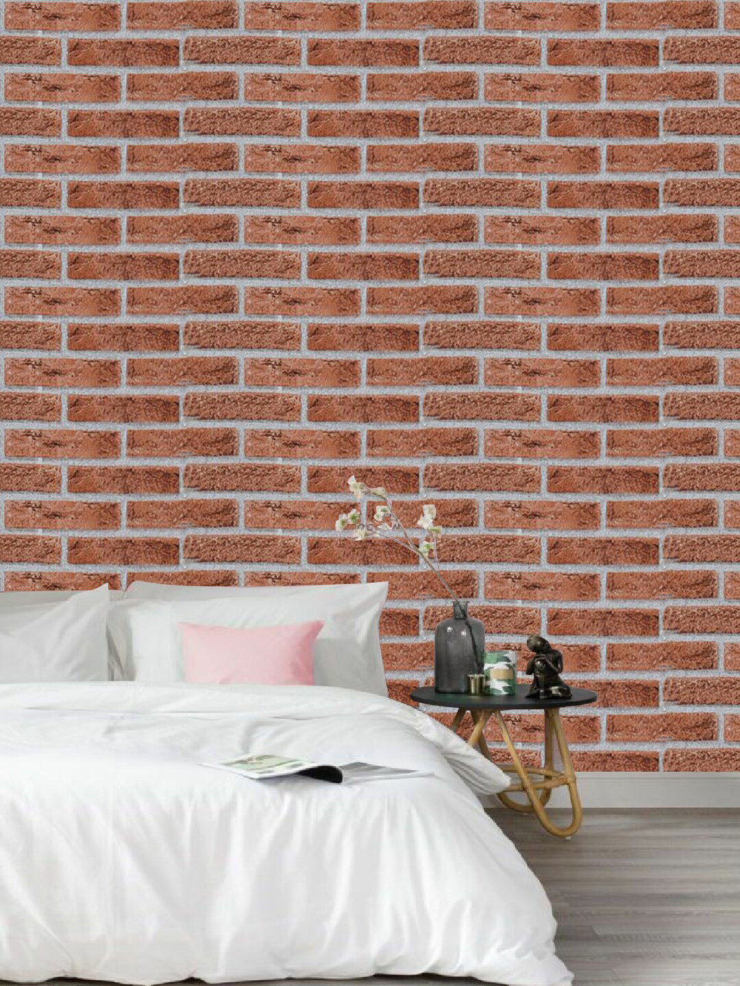 Jaamso Royals Nature Brown Brick Self Adhesive Wallpaper