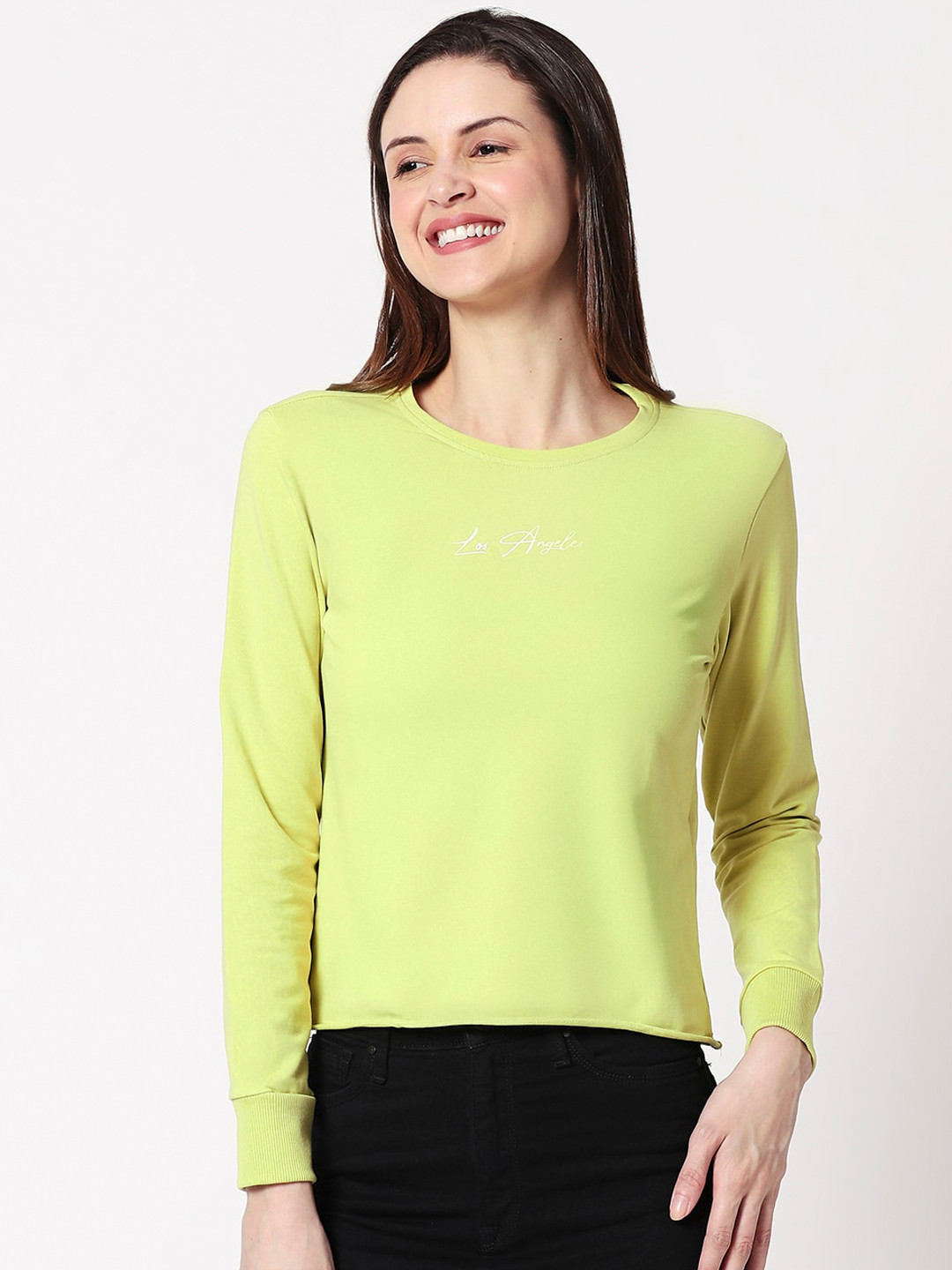 Zeyo Women Lime Yellow Solid Top