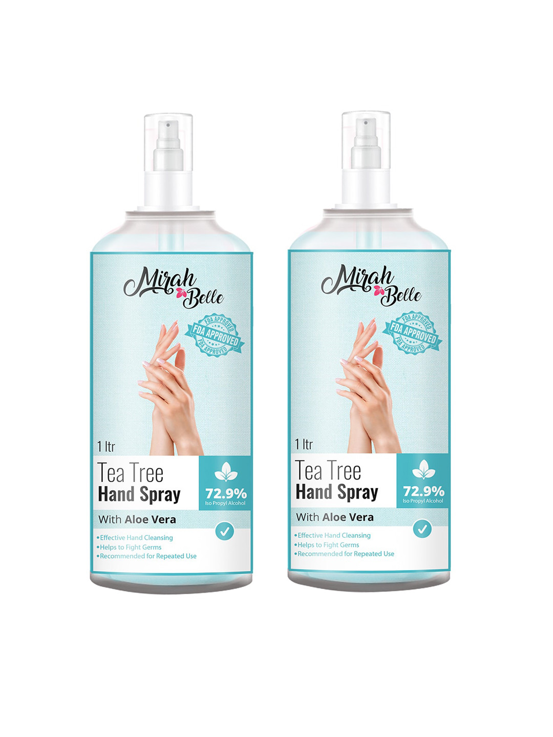 Mirah Belle Unisex Pack Of 2 Tea Tree Aloe Vera Hand Spray Sanitizer 2 ltr