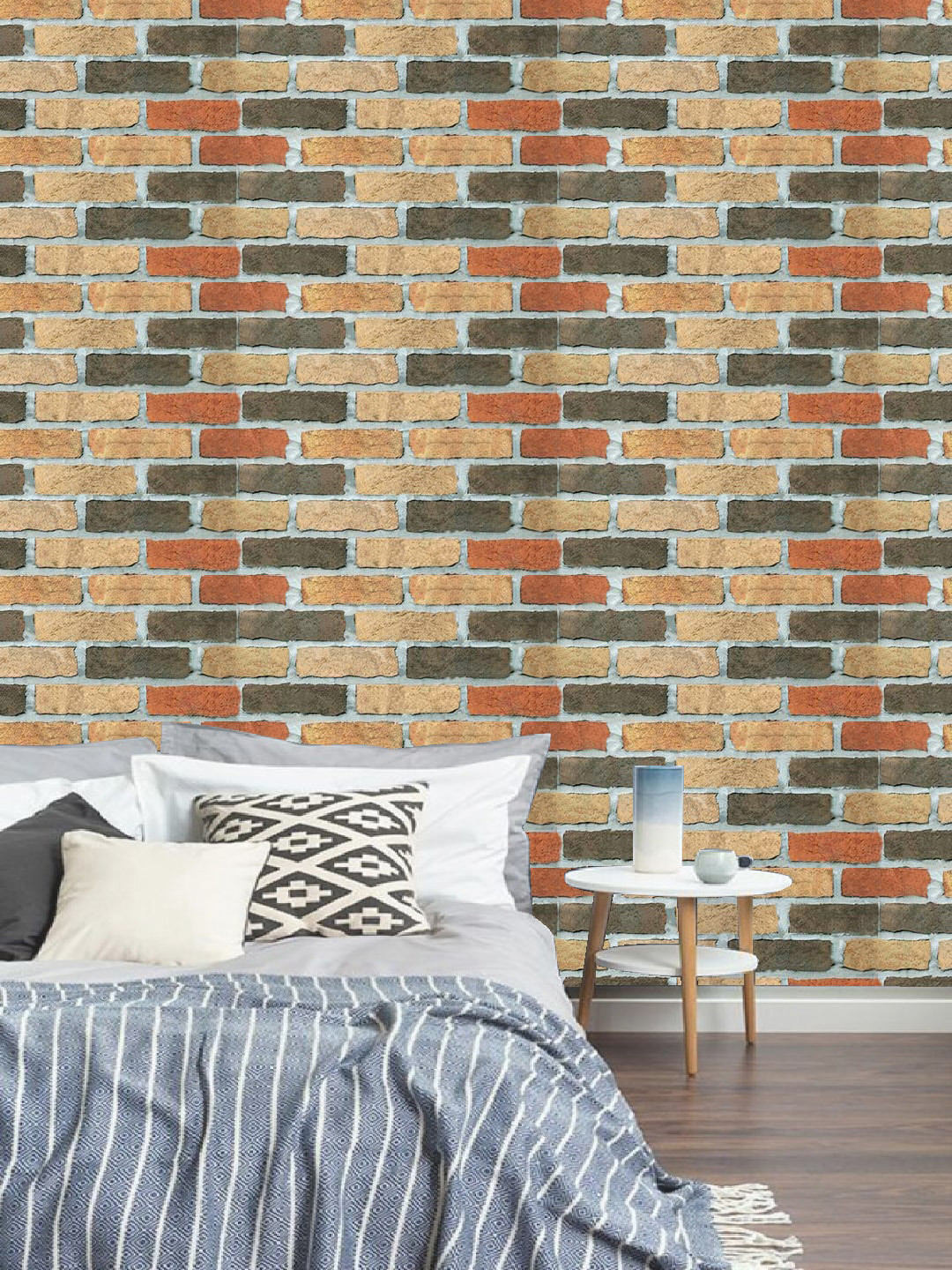 Jaamso Royals Beige and Olive Green Self Adhesive Wallpaper