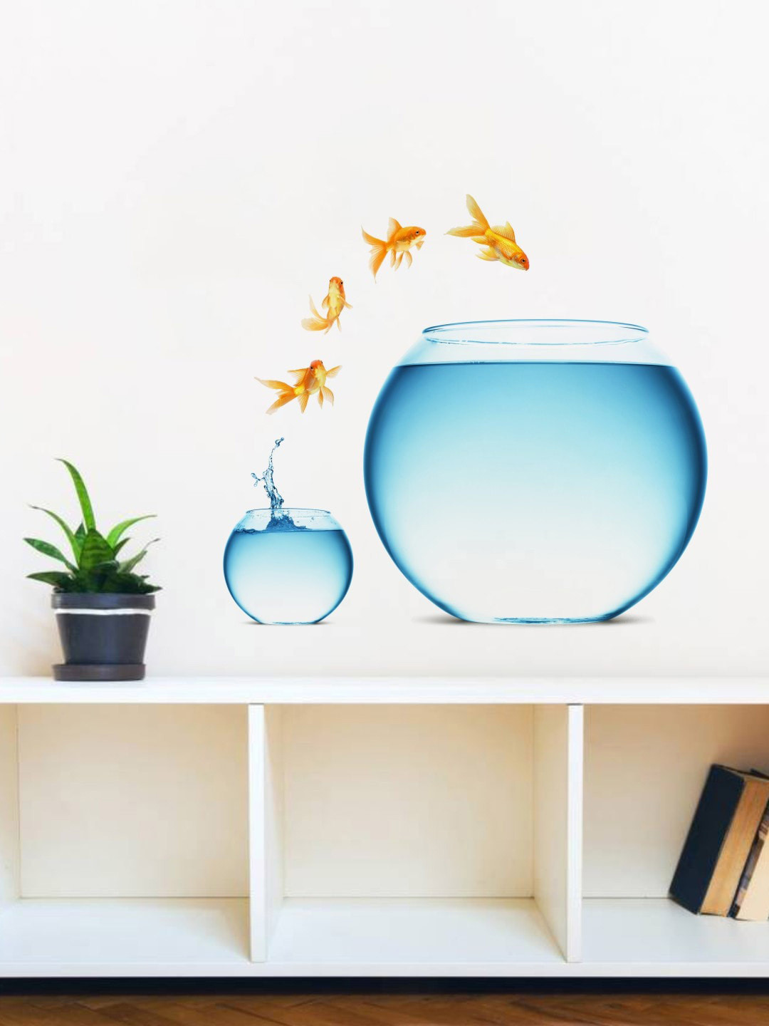 rawpockets Blue & Orange Fish Tank Vinyl Wall Sticker