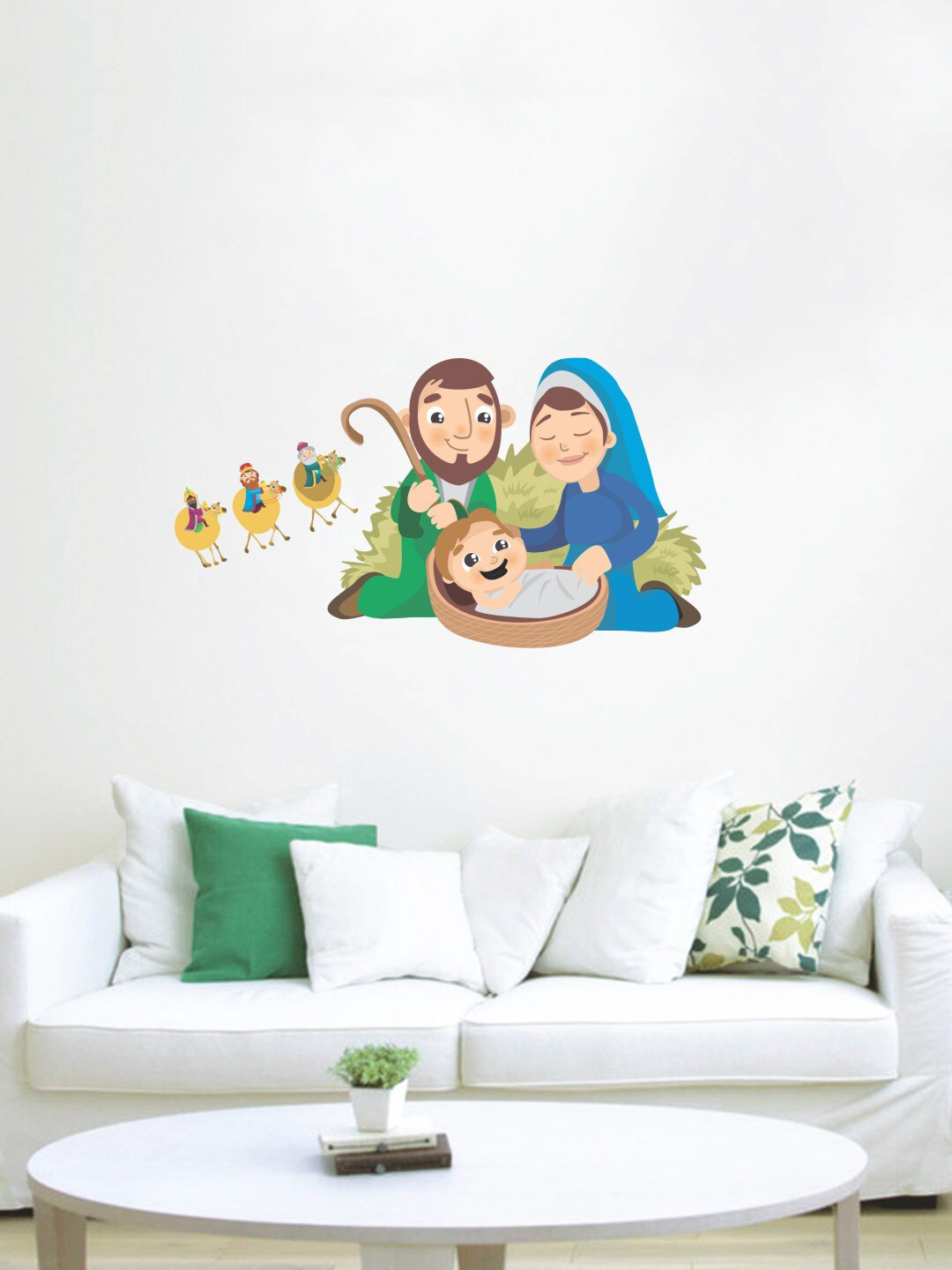 rawpockets Green & Blue Lord Jesus Birth Story Wall Sticker