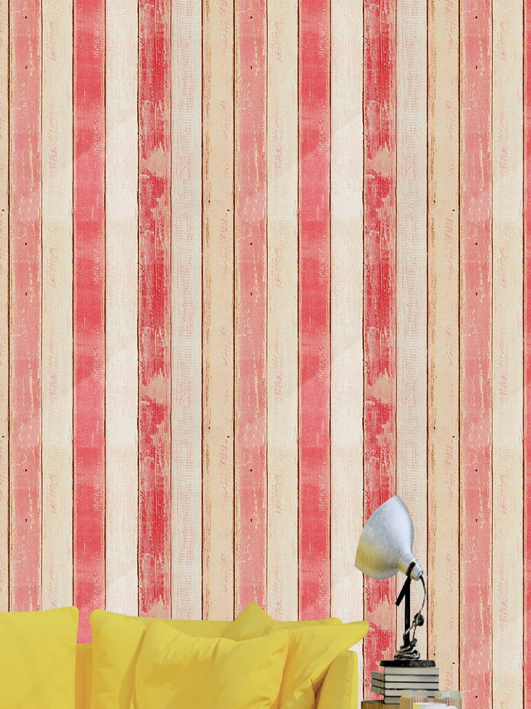 Jaamso Royals Vintage Pink Blue Wood Self Adhesive Wallpaper