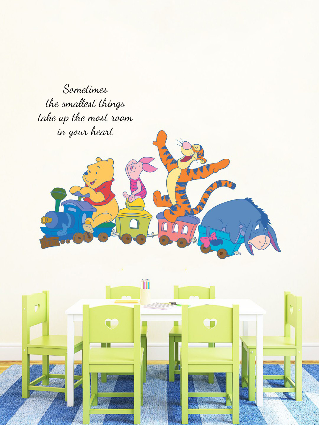 rawpockets Orange & Blue Animal On Baby Train & Quote Wall Sticker