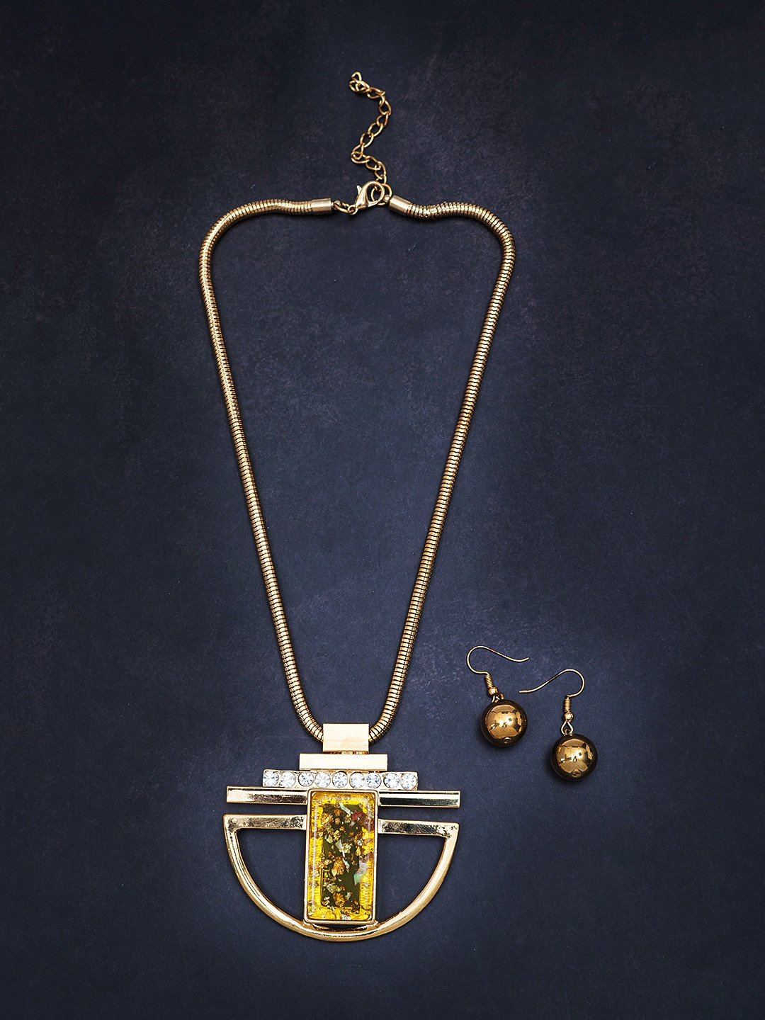 Golden Peacock Gold-Toned Alloy Necklace with Earrings