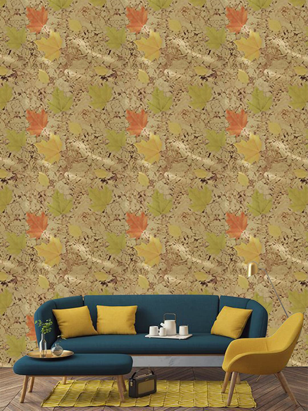 Jaamso Royals Gold Leaves Self Adhesive Wallpaper