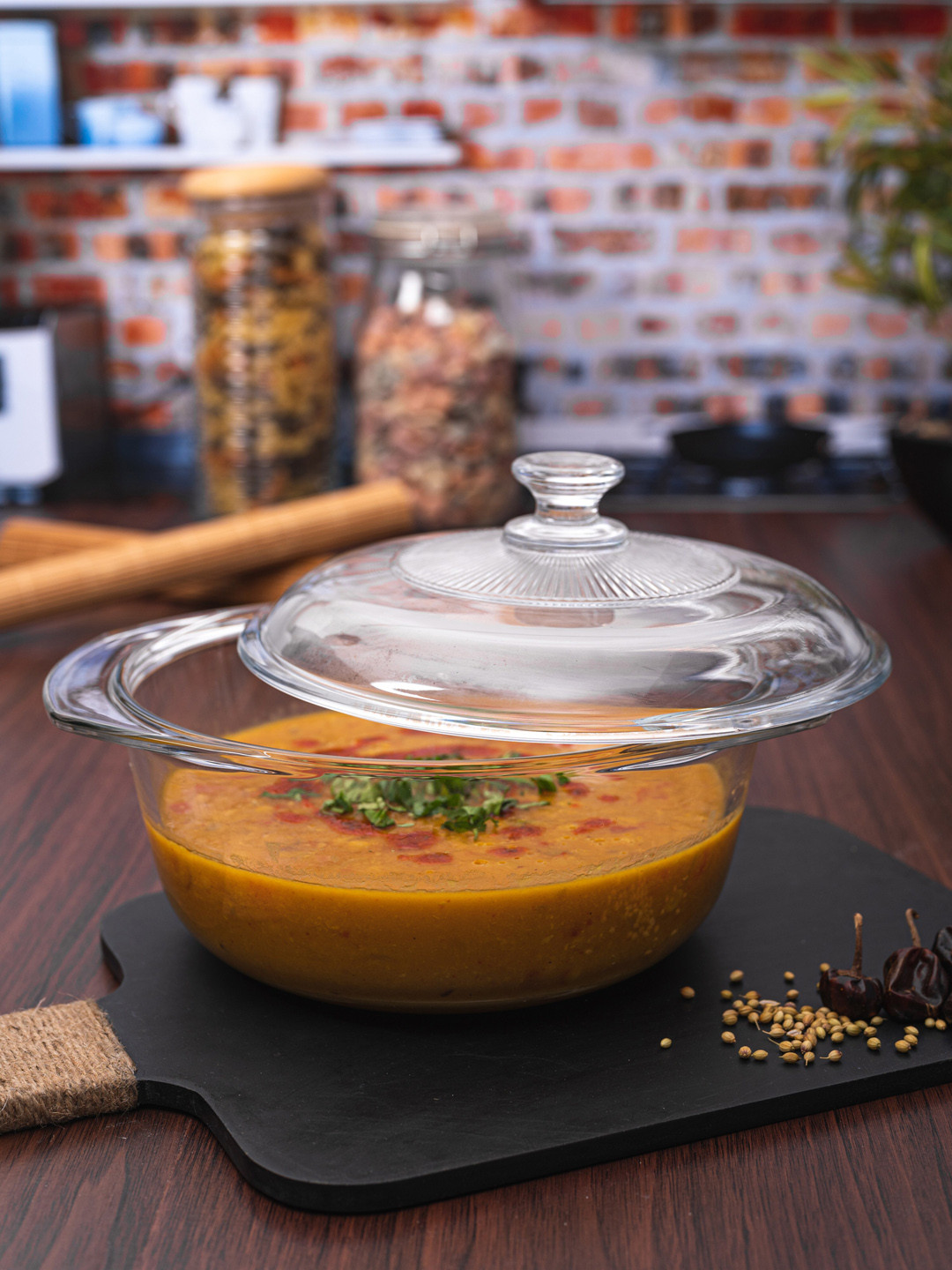 GOODHOMES Transparent Glass Casserole with Lid