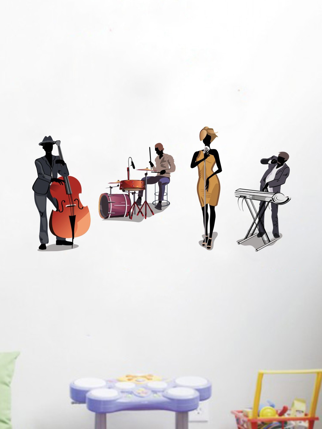 rawpockets Black & Brown Club Music Band Wall Sticker