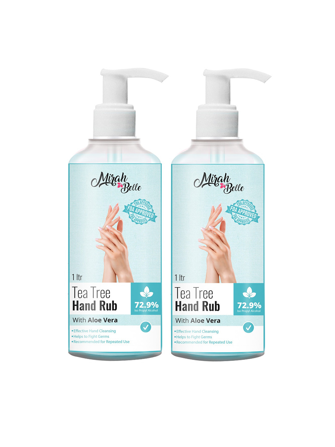 Mirah Belle Unisex Pack Of 2 Tea Tree Aloe Vera Hand Rub Sanitizer 2 ltr