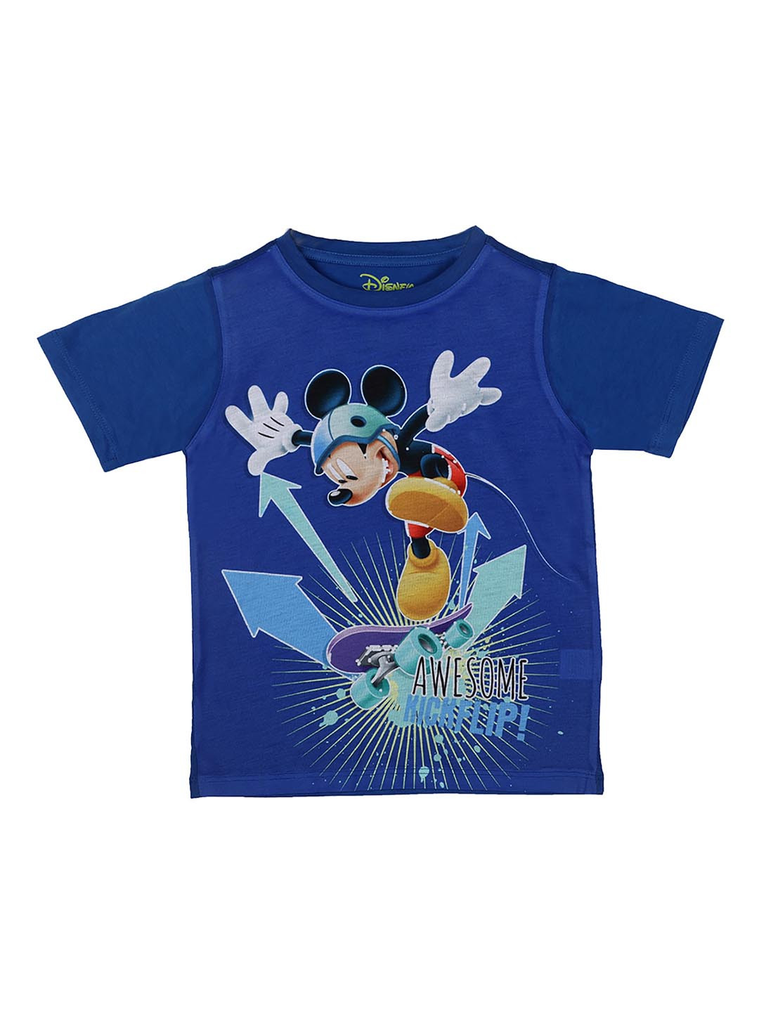 Mickey Mouse Family Boys Blue Printed Round Neck T-shirt