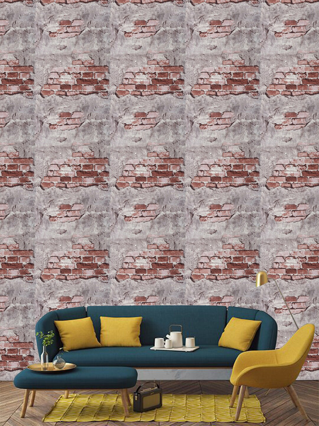 Jaamso Royals Multicolour Brick and plaster Self Adhesive Wallpaper