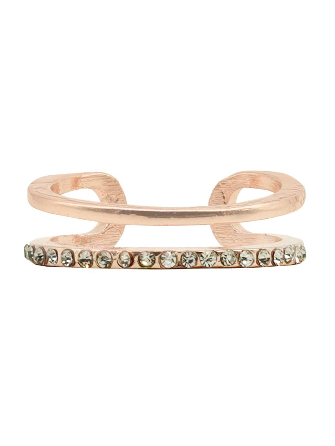 JOKER & WITCH Rose Gold-Plated & White Rhinestone-Studded Soraida Dainty Finger Ring