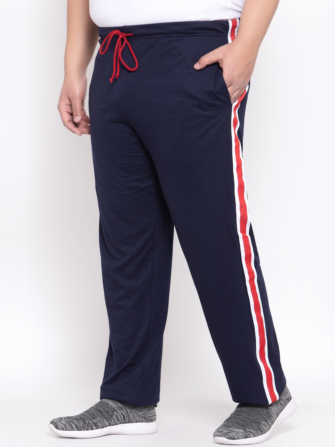 Buy plusS Men Navy Blue Red Solid Straight Fit Track Pants Track Pants for Men 13778668 Myntra
