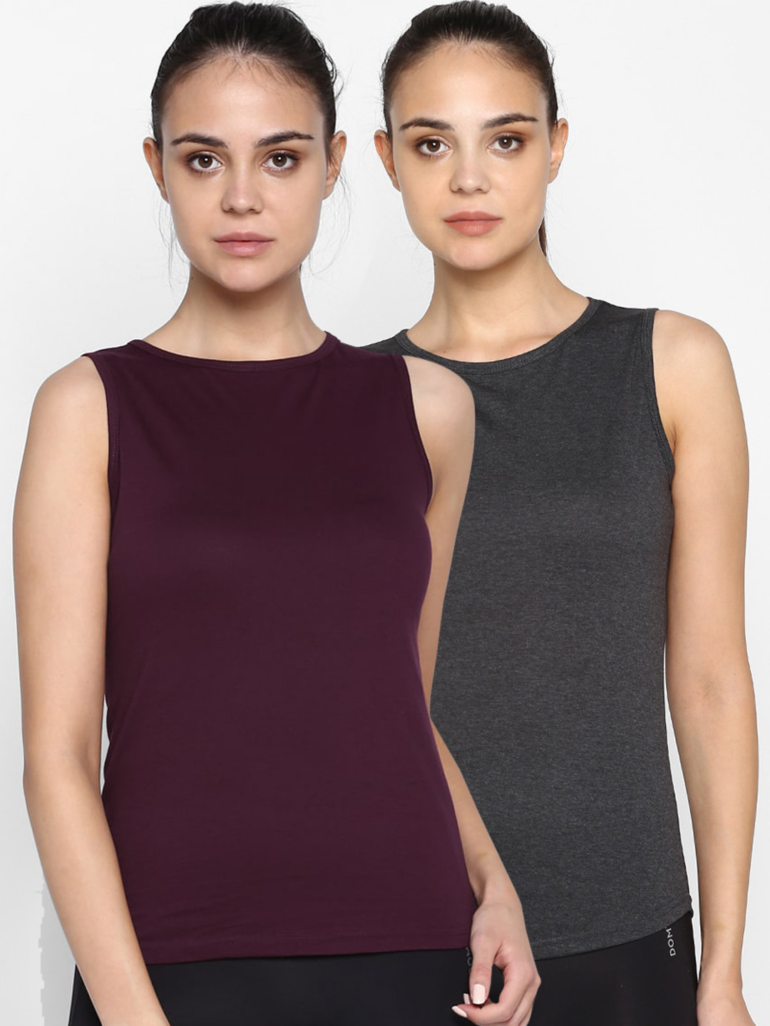 appulse Women Pack of 2 Slim Fit Solid Round Neck T-shirts