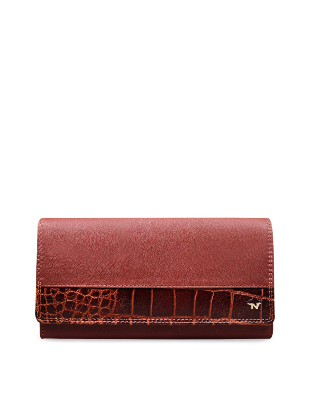 CALFNERO Women Brown Solid Genuine Leather Two Fold Wallet